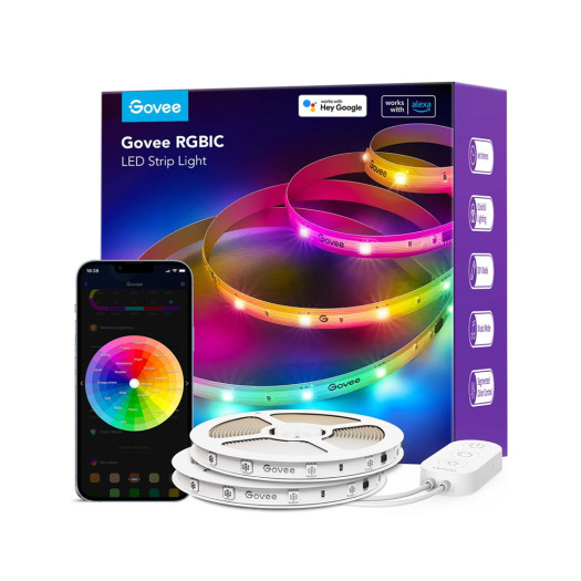 Govee Smart RGBIC LED Strip Lights (20m) 65.6ft, Alexa LED Light Strip Work with Google Assistant, Music Sync, DIY Multiple Colors on One Line, WiFi Color Changing Lights for Bedroom, Living Room, Holiday H618E
